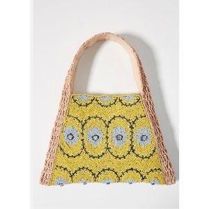 Anthropologie Beaded Kalie Raffia Purse